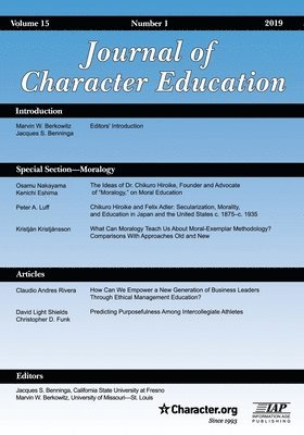 bokomslag Journal of Character Education Volume 15 Number 1 2019