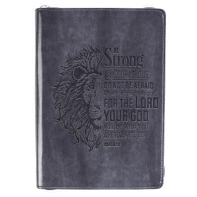 Strong & Courageous Classic Lux-Leather Zip Journal 1