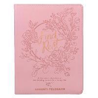 Find Rest Womens Devotional for Lasting Peace in a Busy Life - Pink Faux Leather Flexcover Gift Book Devotional W/Ribbon Marker 1