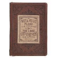 bokomslag Classic Faux Leather Journal a Man's Heart Proverbs 16:9 Bible Verse Brown Inspirational Notebook, Lined Pages W/Scripture, Ribbon Marker, Zipper Clos