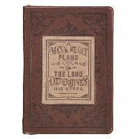 Classic Faux Leather Journal a Man's Heart Proverbs 16:9 Bible Verse Brown Inspirational Notebook, Lined Pages W/Scripture, Ribbon Marker, Zipper Clos 1