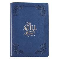 bokomslag Classic Faux Leather Journal Be Still and Know Psalm 46:10 Bible Verse Navy Blue Inspirational Notebook, Lined Pages W/Scripture, Ribbon Marker, Zippe