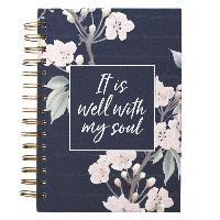 bokomslag Inspirational Spiral Journal Notebook for Women It Is Well Navy Blue Floral Wire Bound W/192 Ruled Pages, Large Hardcover, with Love