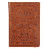 bokomslag Classic Faux Leather Journal for I Know the Plans Jeremiah 29:11 Bible Verse Bible Verse Brown Inspirational Notebook, Lined Pages W/Scripture, Ribbon