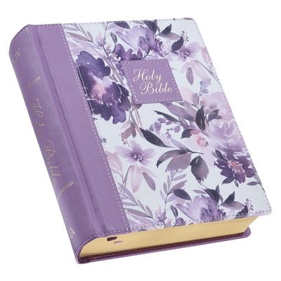 KJV Holy Bible, Note-Taking Bible, Faux Leather Hardcover - King James Version, Purple Floral Printed 1