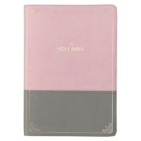 bokomslag KJV Holy Bible, Super Giant Print Faux Leather Red Letter Edition - Ribbon Marker, King James Version, Pink/Gray