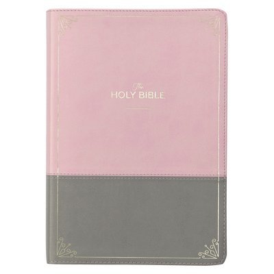 KJV Holy Bible, Super Giant Print Faux Leather Red Letter Edition - Ribbon Marker, King James Version, Pink/Gray 1