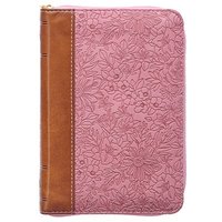 bokomslag KJV Holy Bible, Mini Pocket Size, Faux Leather Red Letter Edition - Ribbon Marker, King James Version, Pink/Saddle Tan, Zipper Closure