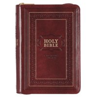 bokomslag KJV Holy Bible, Compact Large Print Faux Leather Red Letter Edition - Ribbon Marker, King James Version, Burgundy, Zipper Closure