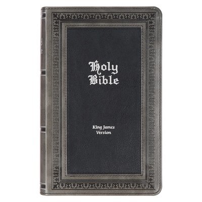 KJV Holy Bible, Giant Print Standard Size Faux Leather Red Letter Edition - Thumb Index & Ribbon Marker, King James Version, Gray/Black 1