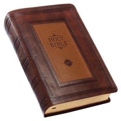KJV Holy Bible, Giant Print Standard Size Faux Leather Red Letter Edition - Thumb Index & Ribbon Marker, King James Version, Saddle Tan/Butterscotch 1
