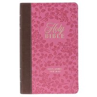 bokomslag KJV Holy Bible, Giant Print Standard Size Faux Leather Red Letter Edition - Thumb Index & Ribbon Marker, King James Version, Brown/Pink Berry
