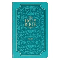 bokomslag KJV Holy Bible, Giant Print Standard Size Faux Leather Red Letter Edition - Thumb Index & Ribbon Marker, King James Version, Teal Floral