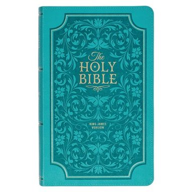 bokomslag KJV Holy Bible, Giant Print Standard Size Faux Leather Red Letter Edition - Thumb Index & Ribbon Marker, King James Version, Teal Floral