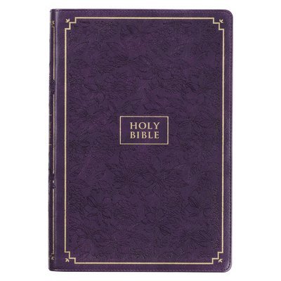 KJV Holy Bible, Giant Print Full-Size Faux Leather Red Letter Edition - Thumb Index & Ribbon Marker, King James Version, Purple Floral, Inbunden
