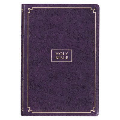 KJV Holy Bible, Giant Print Full-Size Faux Leather Red Letter Edition - Thumb Index & Ribbon Marker, King James Version, Purple Floral 1