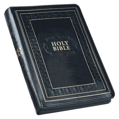 KJV Holy Bible, Giant Print Full-Size Faux Leather W/Thumb Index & Ribbon Marker, Red Letter Edition, King James Version, Black, Zipper Closure 1