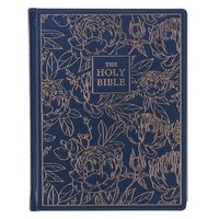 bokomslag KJV Holy Bible, Large Print Note-Taking Bible, Faux Leather Hardcover - King James Version, Navy W/Gold Floral