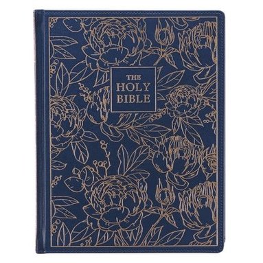 bokomslag KJV Holy Bible, Large Print Note-Taking Bible, Faux Leather Hardcover - King James Version, Navy W/Gold Floral
