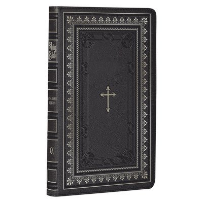 KJV Holy Bible Standard Size Faux Leather Red Letter Edition - Thumb Index & Ribbon Marker, King James Version, Black/Gold Cross 1