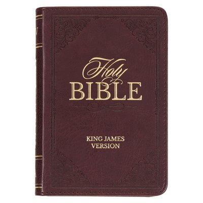 KJV Holy Bible, Mini Pocket Size, Faux Leather Red Letter Edition - Ribbon Marker, King James Version, Burgundy 1