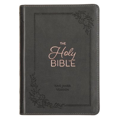 KJV Holy Bible, Compact Large Print Faux Leather Red Letter Edition - Ribbon Marker, King James Version, Gray 1