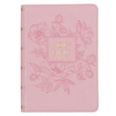 KJV Holy Bible, Compact Large Print Faux Leather Red Letter Edition - Ribbon Marker, King James Version, Pink 1
