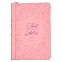 bokomslag KJV Holy Bible, Thinline Large Print Faux Leather Red Letter Edition - Thumb Index & Ribbon Marker, King James Version, Pink, Zipper Closure