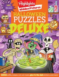 bokomslag Halloween Puzzles Deluxe: Halloween Activity Book for Kids, 135 Glow-In-The-Dark Stickers, 96-Pages of Mazes, Puzzles with Halloween Crafts & Recipes