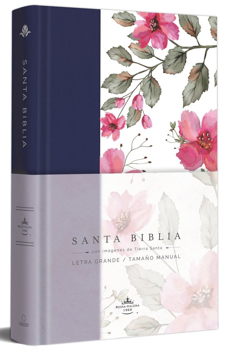 Biblia Rvr 1960 Letra Grande. Tapa Dura Tela Azul Púrpura Con Flores Tamaño Manual / Bible Rvr 1960 Handy Size Hardcover Cloth with Purple Blue Flower
