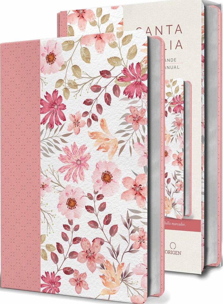 Reina Valera Revisada 1960 - Biblia Reina Valera 1960 letra grande. Piel rosada con flores, tamaño manual / Spanish Bible RVR 1960 Large Print. Imitation Pink Leather With Flowers, Häftad