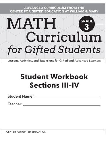 Clg Of William And Mary/Ctr Gift Ed, Margaret McKowen Patti Jess - Math Curriculum for Gifted Students, Häftad