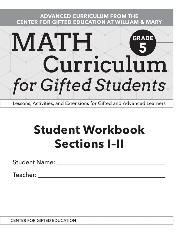 Clg Of William And Mary/Ctr Gift Ed, Margaret McKowen Patti Jess, Clg of William and Mary/Ctr Gift Ed - Math Curriculum for Gifted Students, Häftad