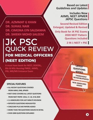 Dr Azmmat Gowher Khan, Dr Suhail Naik, Dr Cimona Lyn Saldanha, DR. AZMMAT GOWHER KHAN,, DR. SUHAIL NAIK,, Azmmat Gowher Khan, Suhail Naik, Cimona Lyn Saldanha - Jk Psc Quick Review for Medical Officers (Neet Edition), Häftad
