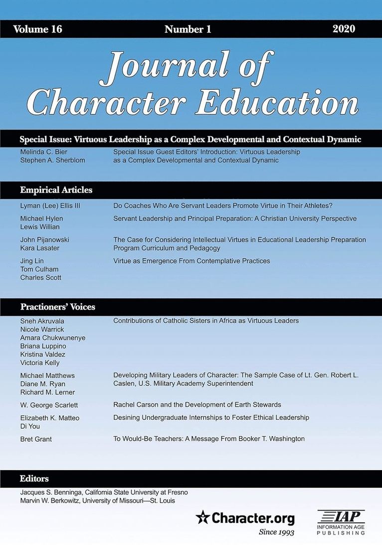 Journal of Character Education Vol 16 Issue 1