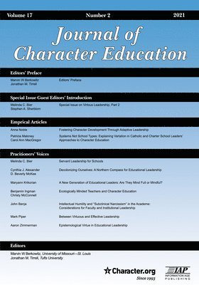 bokomslag Journal of Character Education Vol 17 Issue 1