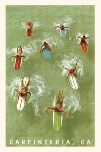bokomslag The Vintage Journal Colorful Surfers and Surf Boards in Green Water, Carpinteria