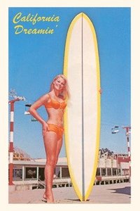bokomslag The Vintage Journal Blonde Woman with Tall Surfboard, California