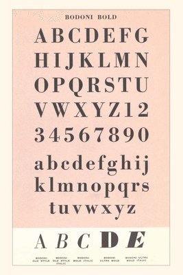Vintage Journal Font Sample Chart, Bodoni Bold 1
