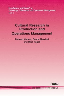 bokomslag Cultural Research in the Production and Operations Management Field