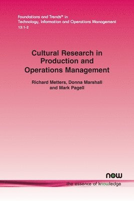 Cultural Research in the Production and Operations Management Field 1
