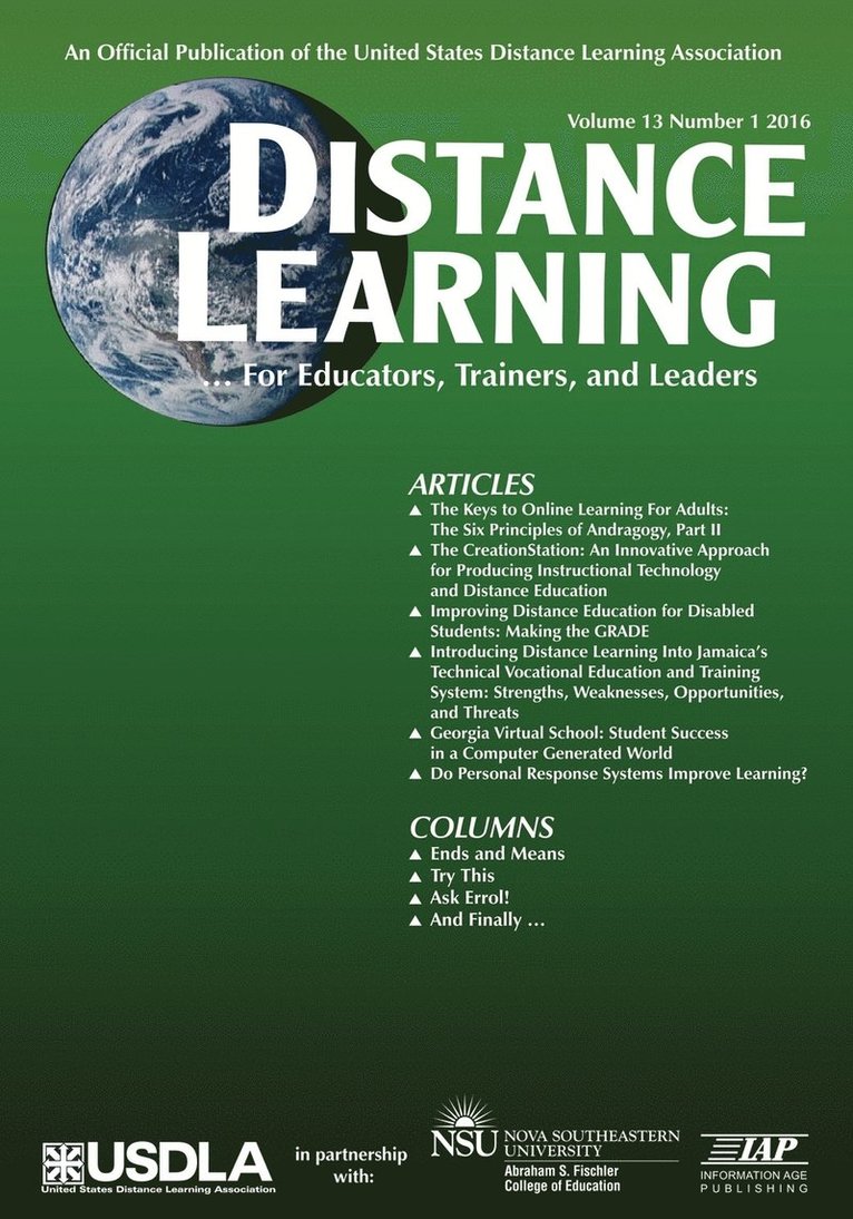 Distance Learning, Volume 13 Issue 1 1
