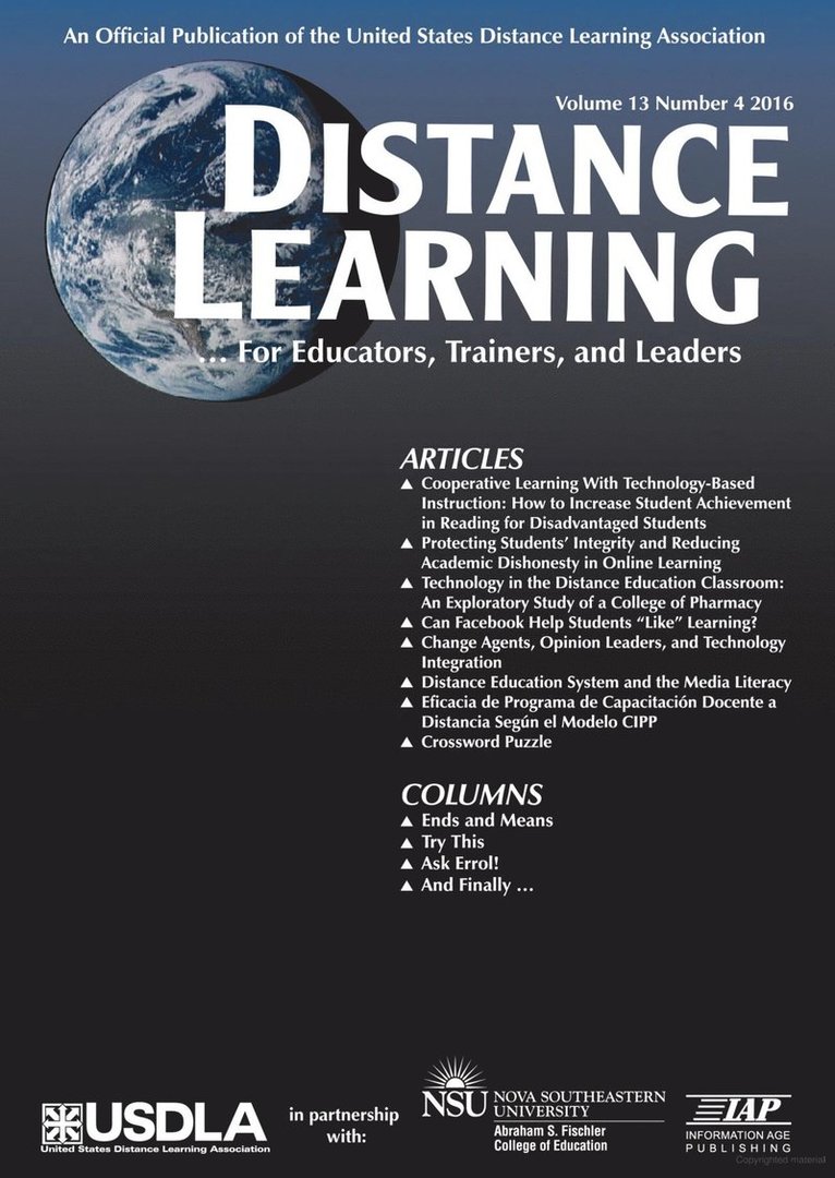 Michael Simonson, Charles Schlosser, John G. Flores - Distance Learning Vol 13 Issue 4, Häftad