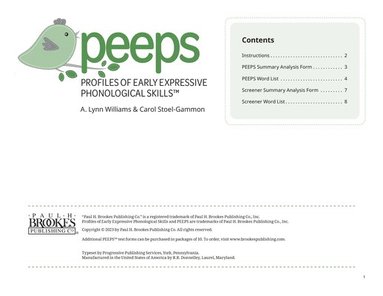 bokomslag Profiles of Early Expressive Phonological Skills (PEEPS?) Forms