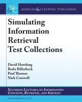 David Hawking, Bodo Billerbeck, Paul Thomas, Nick Craswell - Simulating Information Retrieval Test Collections, Inbunden
