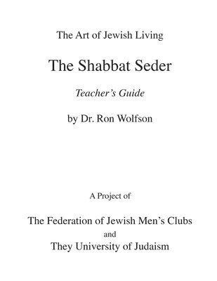 Shabbat Seder Teacher's Guide 1