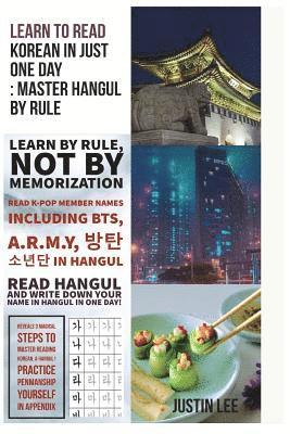 bokomslag Learn to read Korean in just one day: Master Hangul by rule: Penmanship practice and names of K-POP members