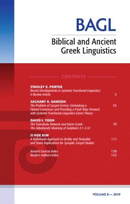 Biblical and Ancient Greek Linguistics, Volume 8 1