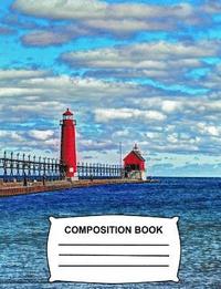 bokomslag Lighthouse Composition Book: Graph Paper 4x4 Ocean View Notebook for school, class and office stationary