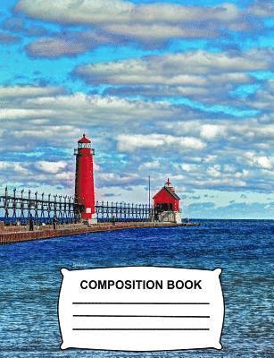 Lighthouse Composition Book: Graph Paper 4x4 Ocean View Notebook for school, class and office stationary 1